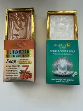 Simply Belle Turmeric & Pearl Powder Soap Duo - Orange, Teal, Gold